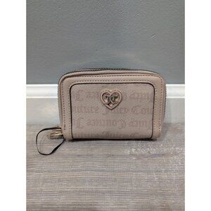 Juicy Couture NWOT Double Zip Around Tan Wallet All Over Logo Pockets Inside